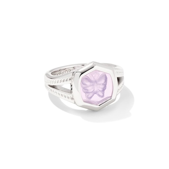 Kendra Scott Jewelry - Kendra Scott Davie Intaglio Silver Ring in Lavender Opalite Glass. Size 8